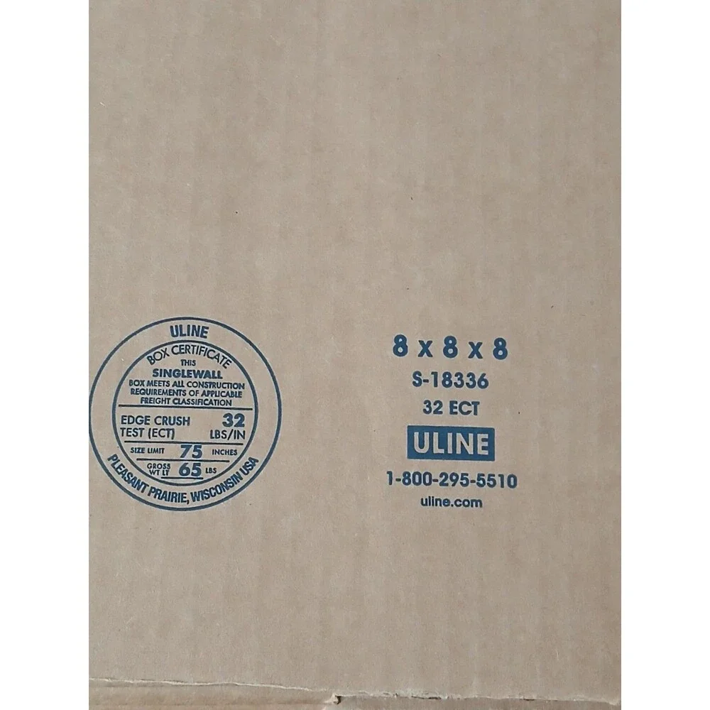 Uline 32 Ect 8x8x8 Shipping Boxes. Pack of Ten. New Unused.